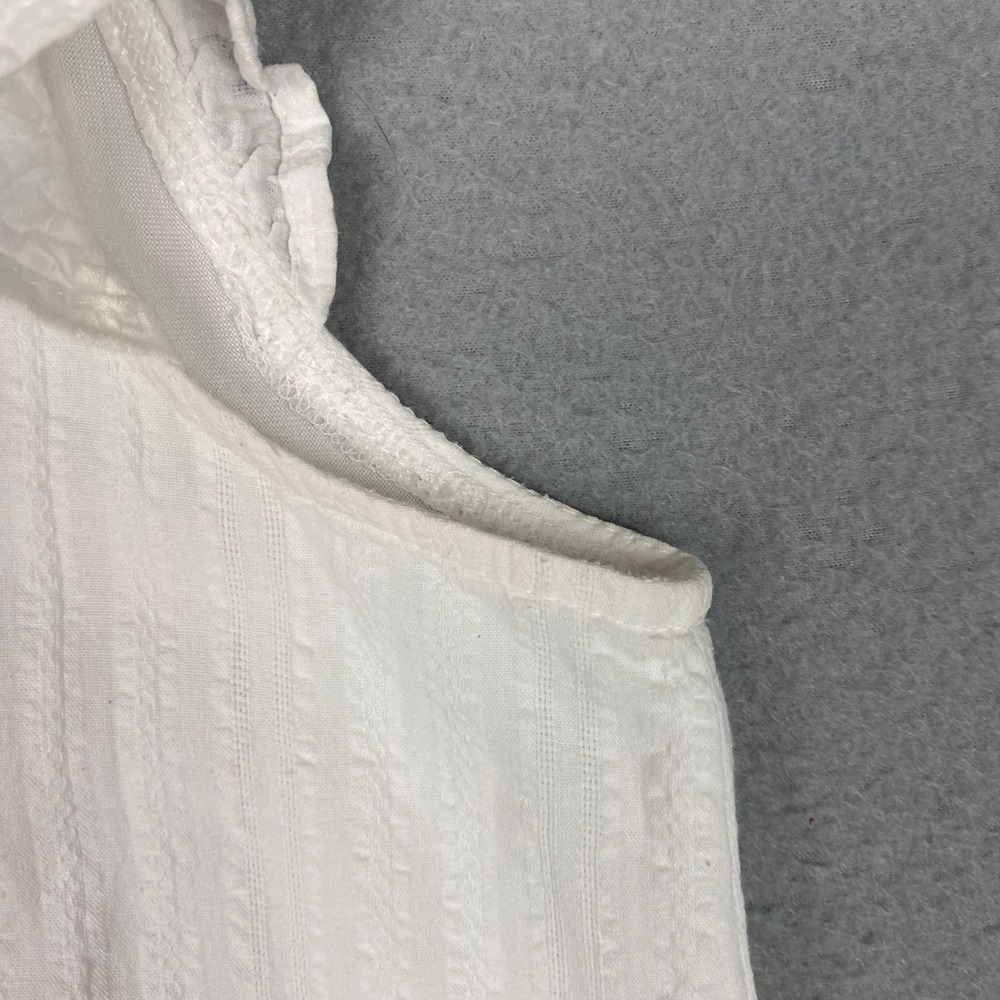 Listicle Dobby Stripe Ruffle Sleeve Babydoll Mini Dress Womens Small White - Picture 4 of 10